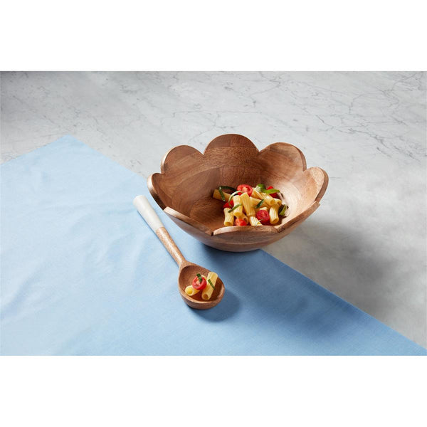 Wood Scallop Bowl w/Server