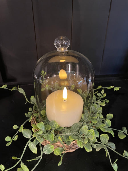 Glass Cloche/Woven Basket