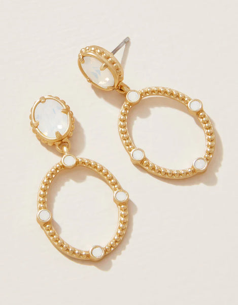 Earrings - Cristal Oval Drop - White Opal