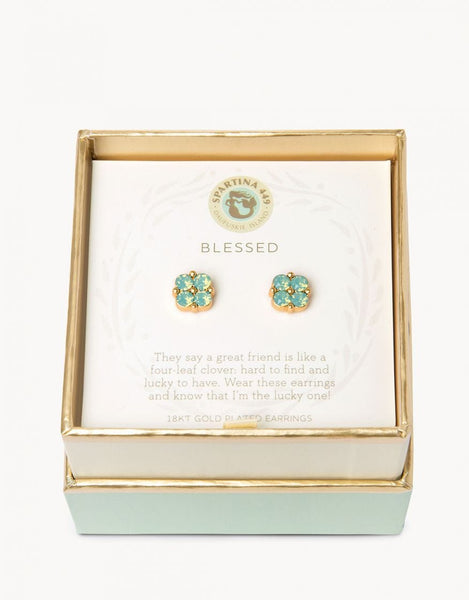 Earrings - Blessed/Sea Foam Clover