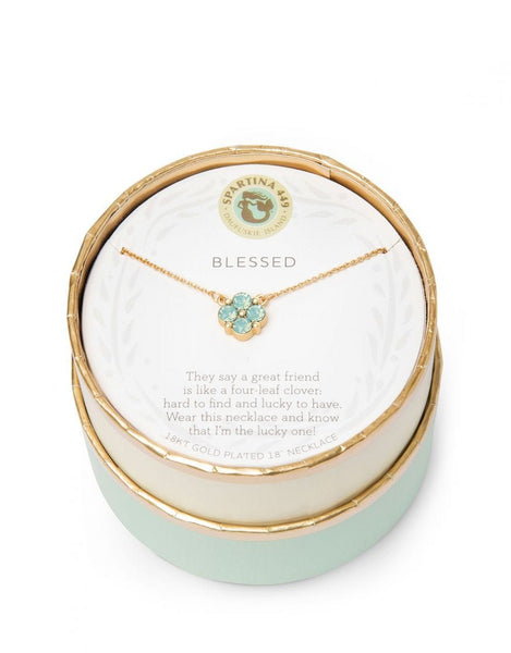 Spartina Necklace - Blessed/Sea Foam Clover