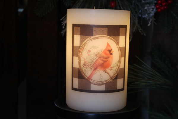 Candle Sleeve - Buffalo Cardinal Wreath