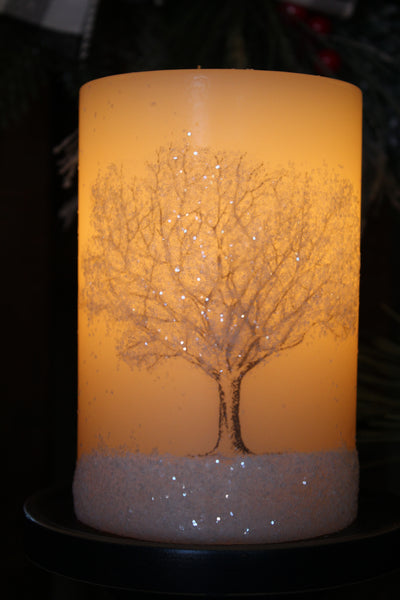 Candle Sleeve - Vintage Snowy Tree