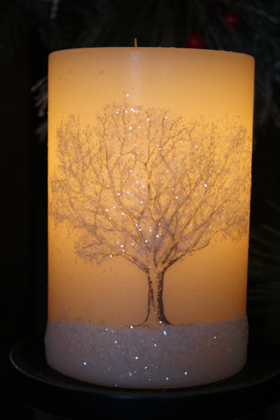 Candle Sleeve - Vintage Snowy Tree