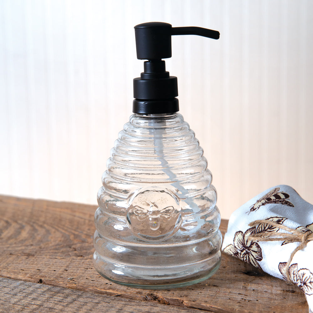 Soap/Lotion Dispenser - Glass Honey Hive