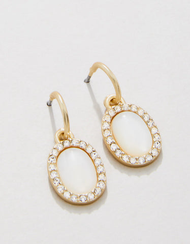 Earrings - Oval Halo Drop - Mother of Pearl