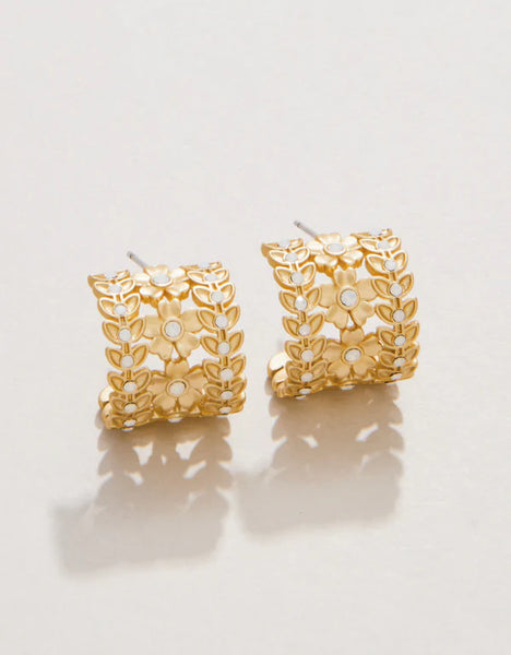 Earrings - Parkwood Midi Hoop - White Opal Gold