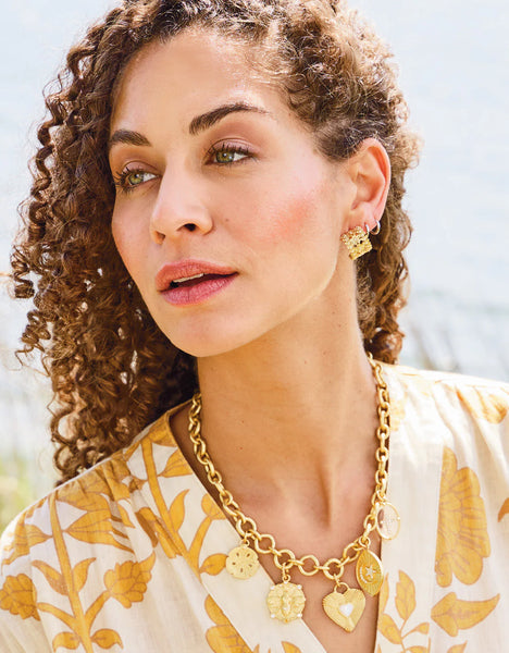 Earrings - Parkwood Midi Hoop - White Opal Gold