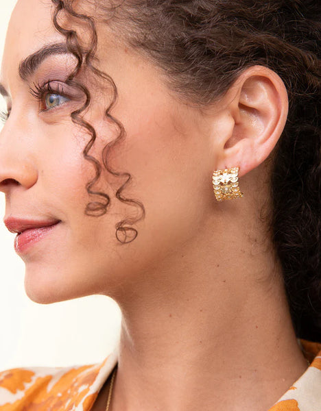 Earrings - Parkwood Midi Hoop - White Opal Gold
