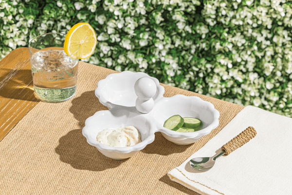 Ruffled Melamine Triple Tidbit Set