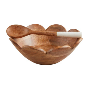 Wood Scallop Bowl w/Server