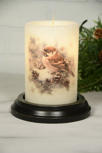 Candle Sleeve - Winter Pine Sparrow