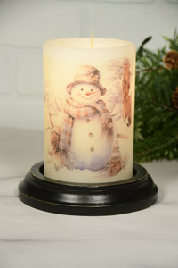 Candle Sleeve - Brown Buttons Snowman