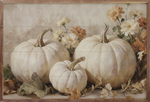 Picture - White Pumpkins with Autumn Florals