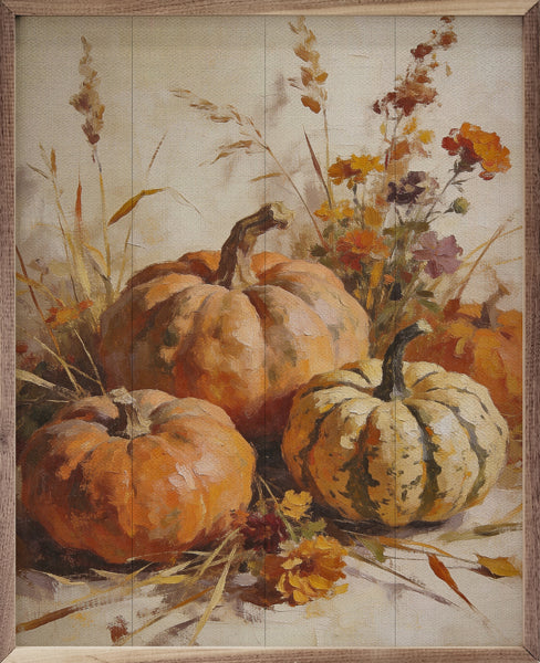 Picture - Harvest Pumpkins with Autumn Grasses