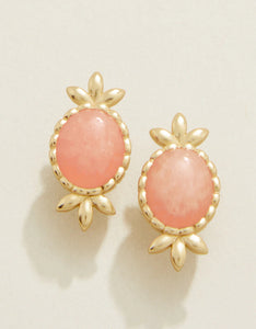 Earrings - Nara Oval Stud - Pink