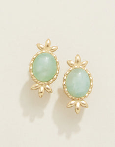 Earrings - Nara Oval Stud - Sea Foam