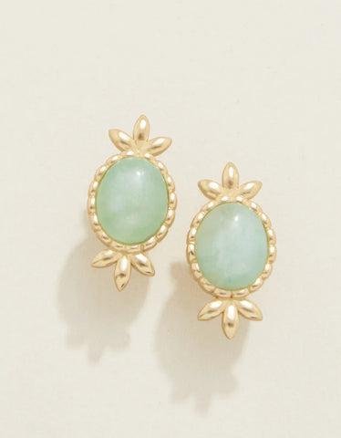 Earrings - Nara Oval Stud - Sea Foam