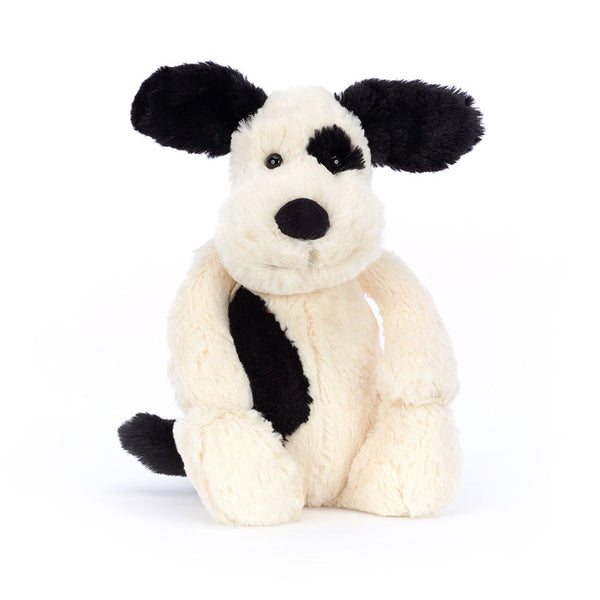 Bashful Puppy - Black & Cream - 12"