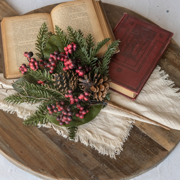 Stem - Cedar & Magnolia Leaf w/ Red Berry