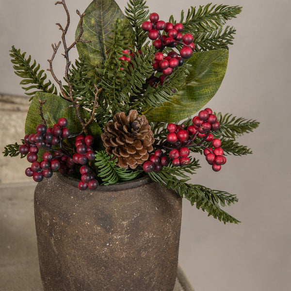 Stem - Cedar & Magnolia Leaf w/ Red Berry