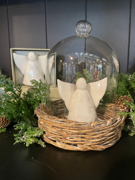 Glass Cloche/Woven Basket