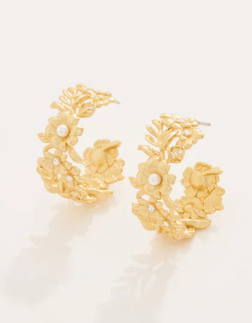 Earrings - Posy Party Hoop - Crystal Gold