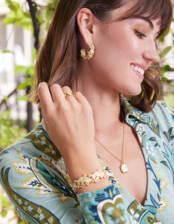 Earrings - Posy Party Hoop - Crystal Gold