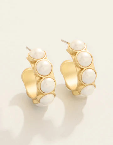 Earrings - Anna Petite Hoop - Pearl White