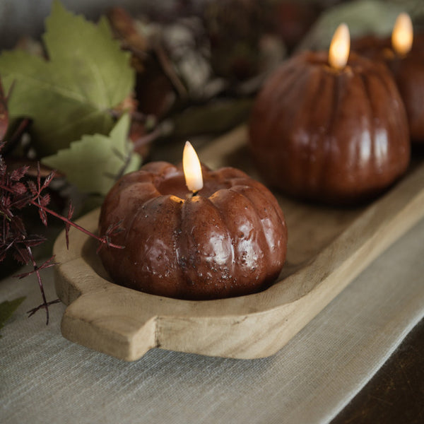 Battery Candle - 3" Bronze Pumpkin