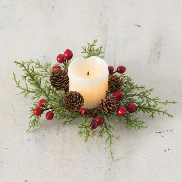 Candle Ring/Wreath - Cedar/Berry/Pinecones