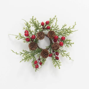 Candle Ring/Wreath - Cedar/Berry/Pinecones