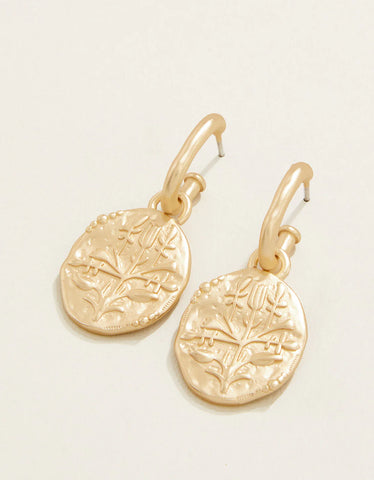 Earrings - Damask Coin Convertible Gold Hoop