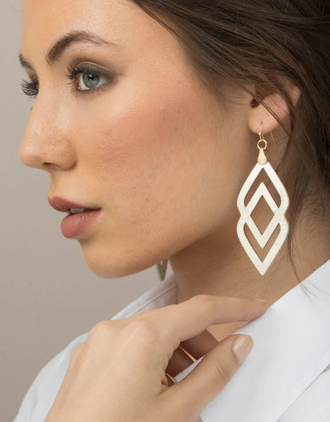 Earrings - Deco Drama Leather - Gold