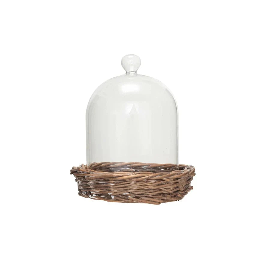 Glass Cloche/Woven Basket