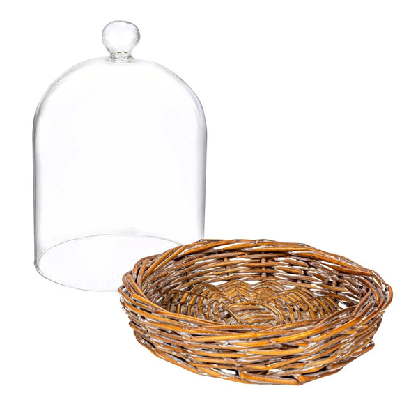 Glass Cloche/Woven Basket