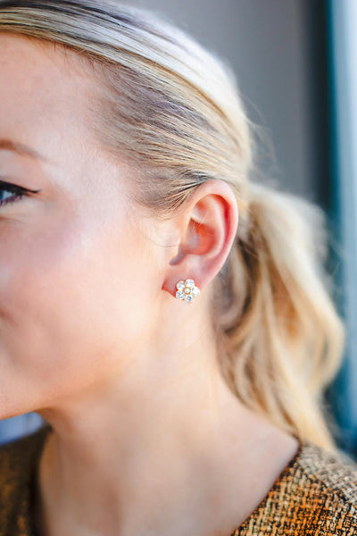 Earrings - La Fleur Stud Rhinestone