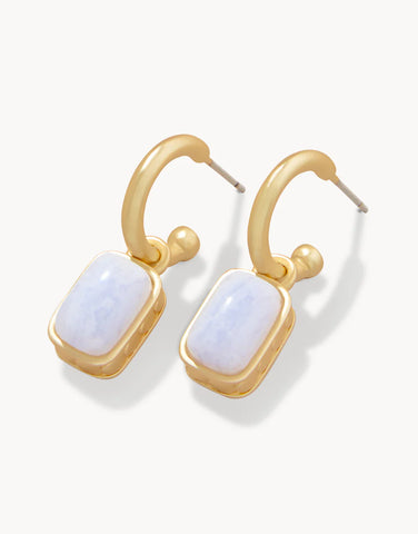 Earrings - Naia Drop Hoop Blue Chalcedony