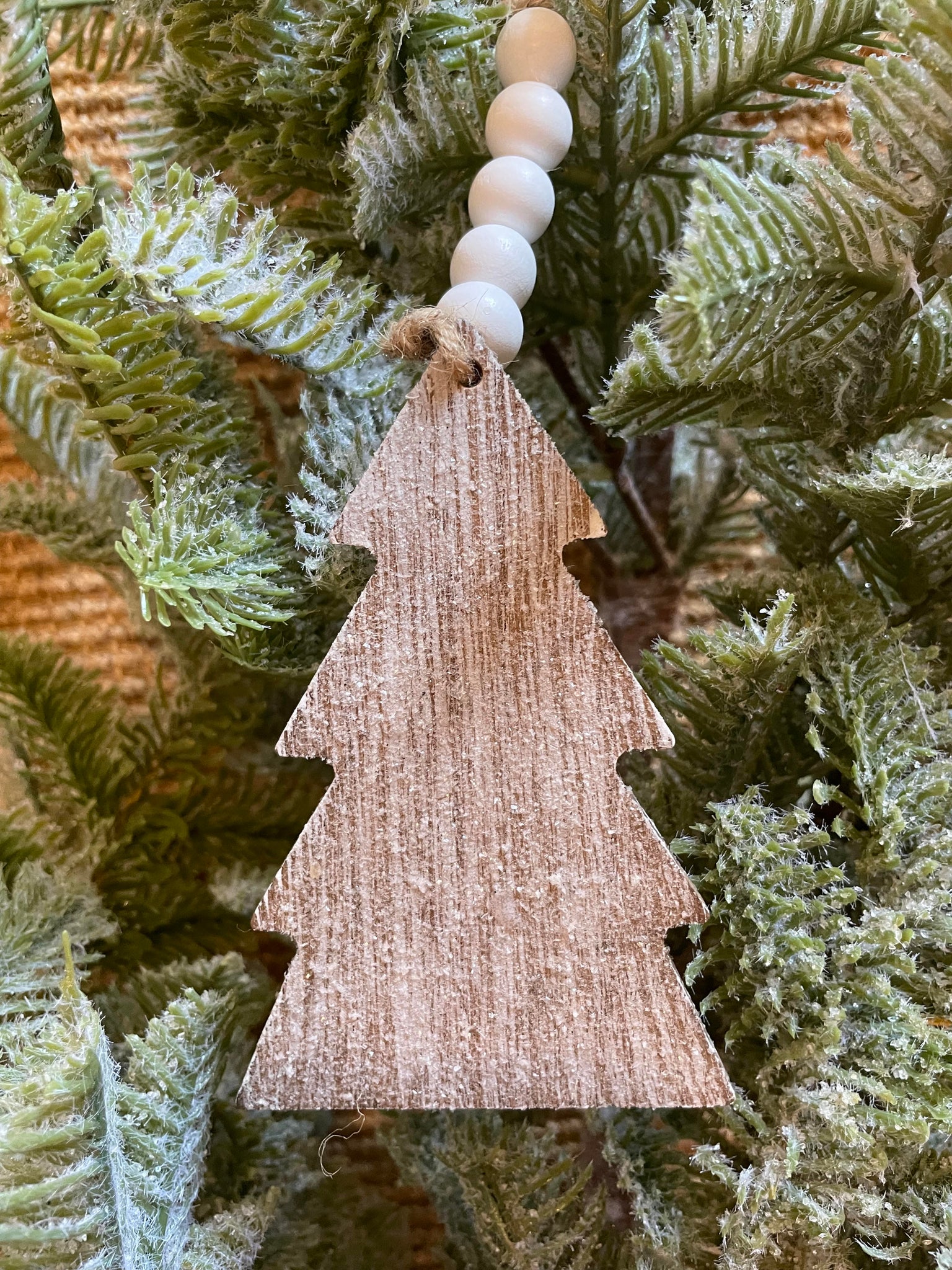 Ornament - Wood Tree Beaded