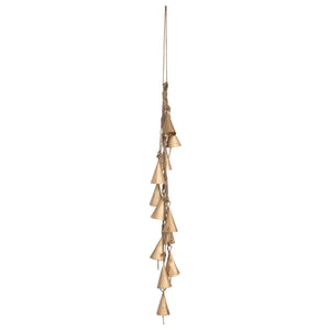 Hanging Metal Bell Cluster - 12.5" Brass