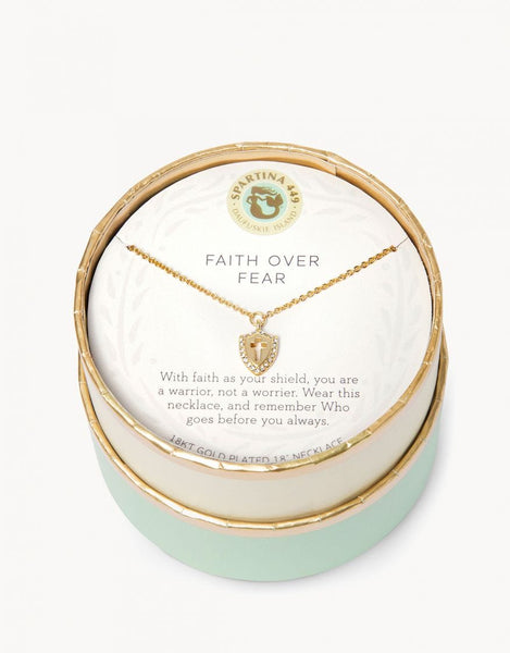 Spartina Necklace - Faith Over Fear/Cross Shield