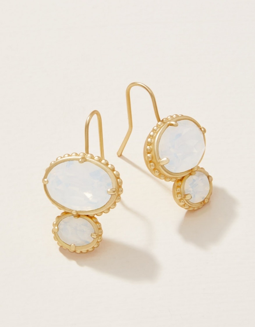 Earrings - Cristal Dual Oval - White Opal