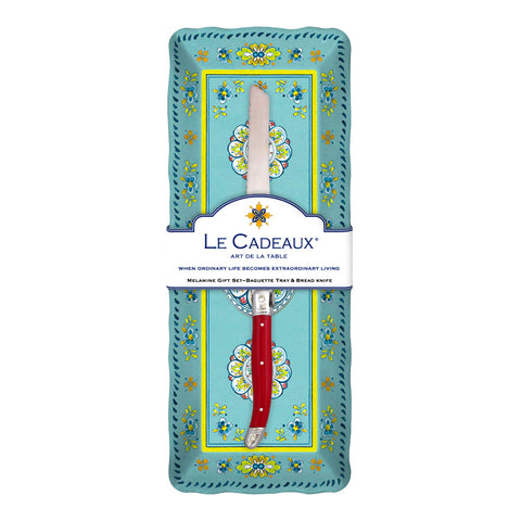 Baguette Tray and Bread Knife Set - Madrid Turquoise