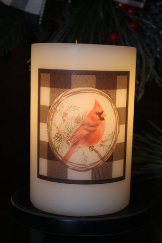 Candle Sleeve - Buffalo Cardinal Wreath