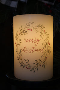 Candle Sleeve - Merry Christmas Wreath