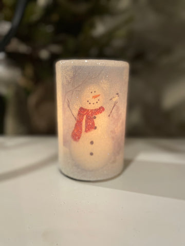 Candle Sleeve - Icy Winter Snowman