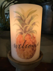 Candle Sleeve - Pineapple w/Welcome