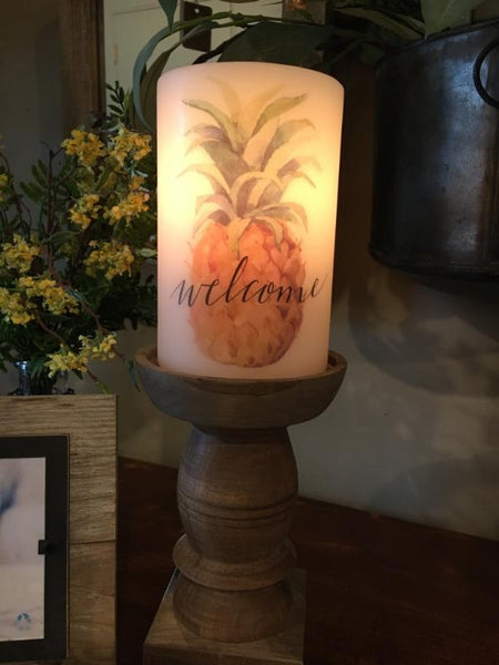 Candle Sleeve - Pineapple w/Welcome
