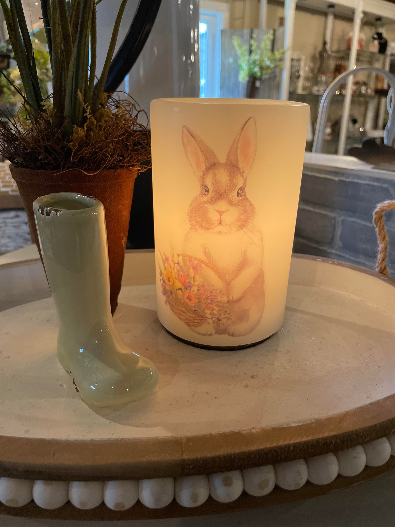 Candle Sleeve - Bunny Basket Flowers