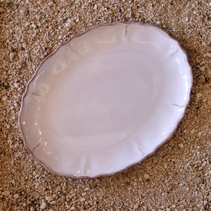Scallop Oval Platter - Rustic Antique White